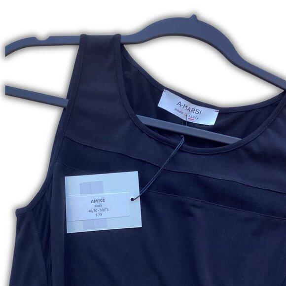 A.Marsi Black Asymmetrical Dress Size S Made In Italy Sleeveless Unique Design - Picture 6 of 9